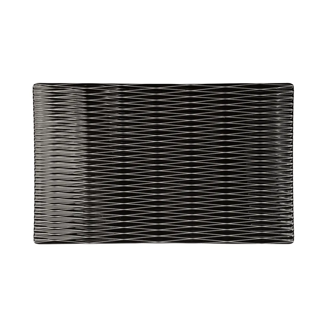 GET M10638RC-B Rectangular Melamine Tray 10-1/2"x6-3/8"x3/4", White/Black Decal, BPA Free