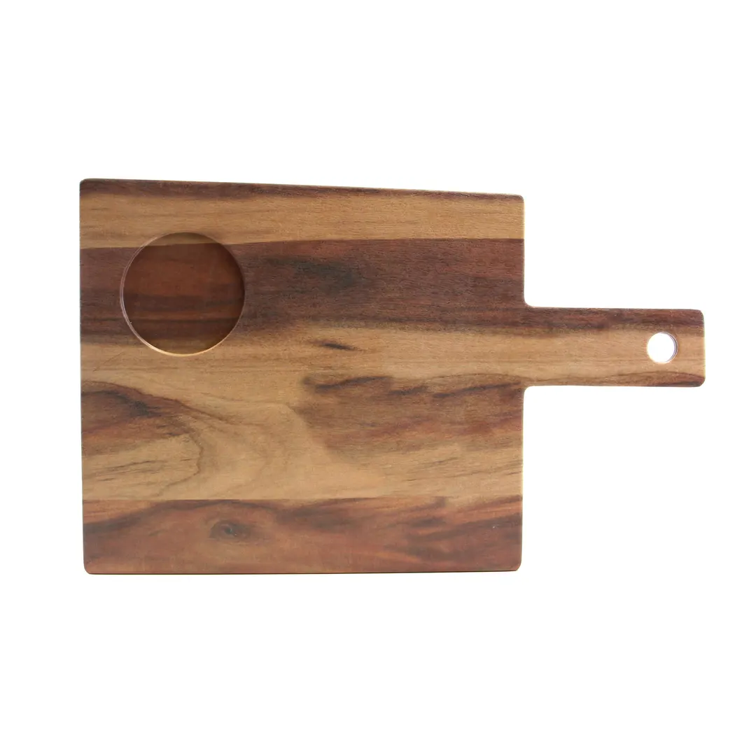 GET M109RC-HW Melamine Serving Board, 9-3/4" x 9" x 10" x 8-1/4" x 1/2"H, Faux Hickory, 4" Handle