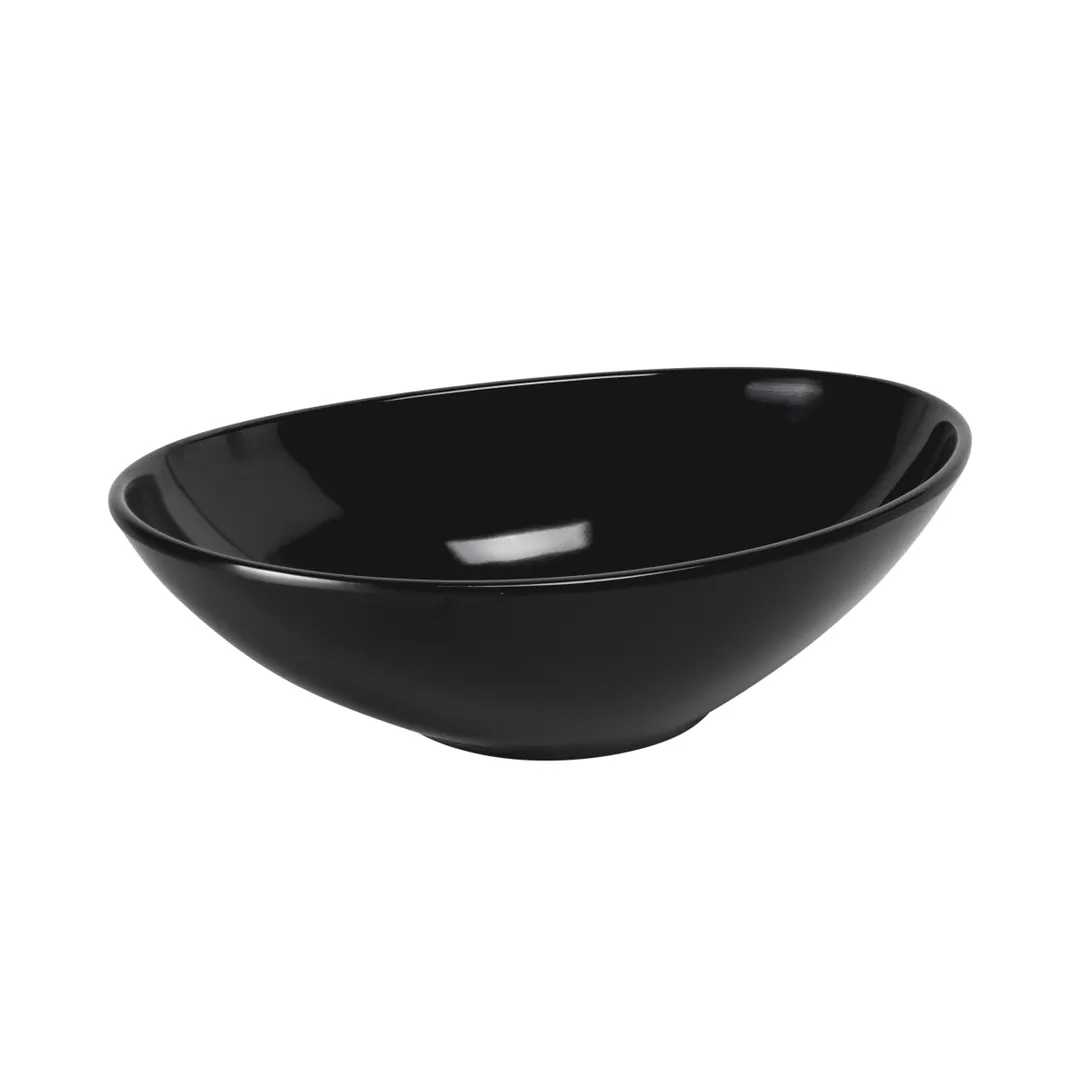 GET M127-B Bowl, 2-1/4 Qt (72 Oz), 12"L x 7-1/2"W x 3-1/4"H, Oblong Melamine Black