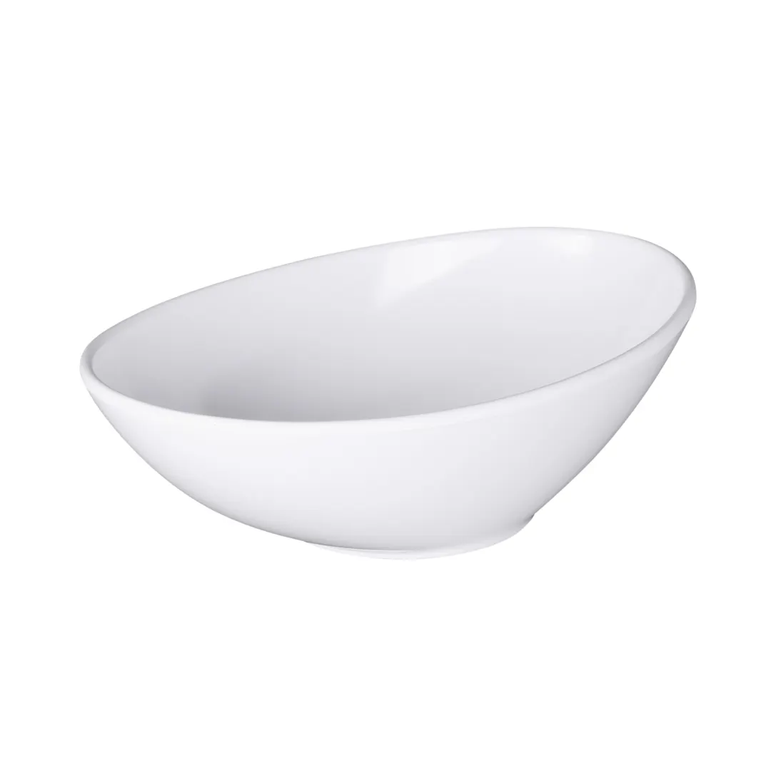 GET M127-NW Bowl, 2-1/4 Qt (72 Oz.) 12"L x 7-1/2"W Oblong Melamine White, Dishwasher‑Safe