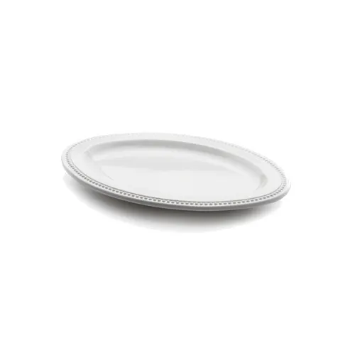 GET M128OV-NW Elite Global Platter, 12"L x 8-1/2"W x 1"H, Oval, White Melamine, Break-Resistant
