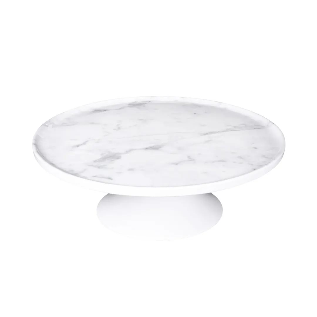 GET M12RPKT-C Melamine Plate Stand, 12" Dia. x 4"H, Round, Faux Carrara Marble, Two-Piece Kit