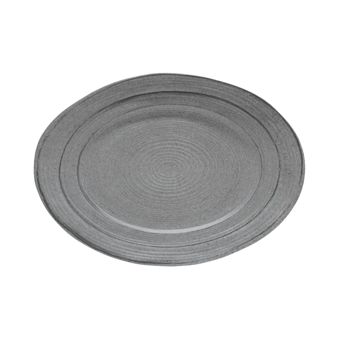 GET M1318OVST-GSD Serving Dish, 18"L x 13"W x 1-1/2"H, Melamine Stoneware, Irregular Oval, Gray