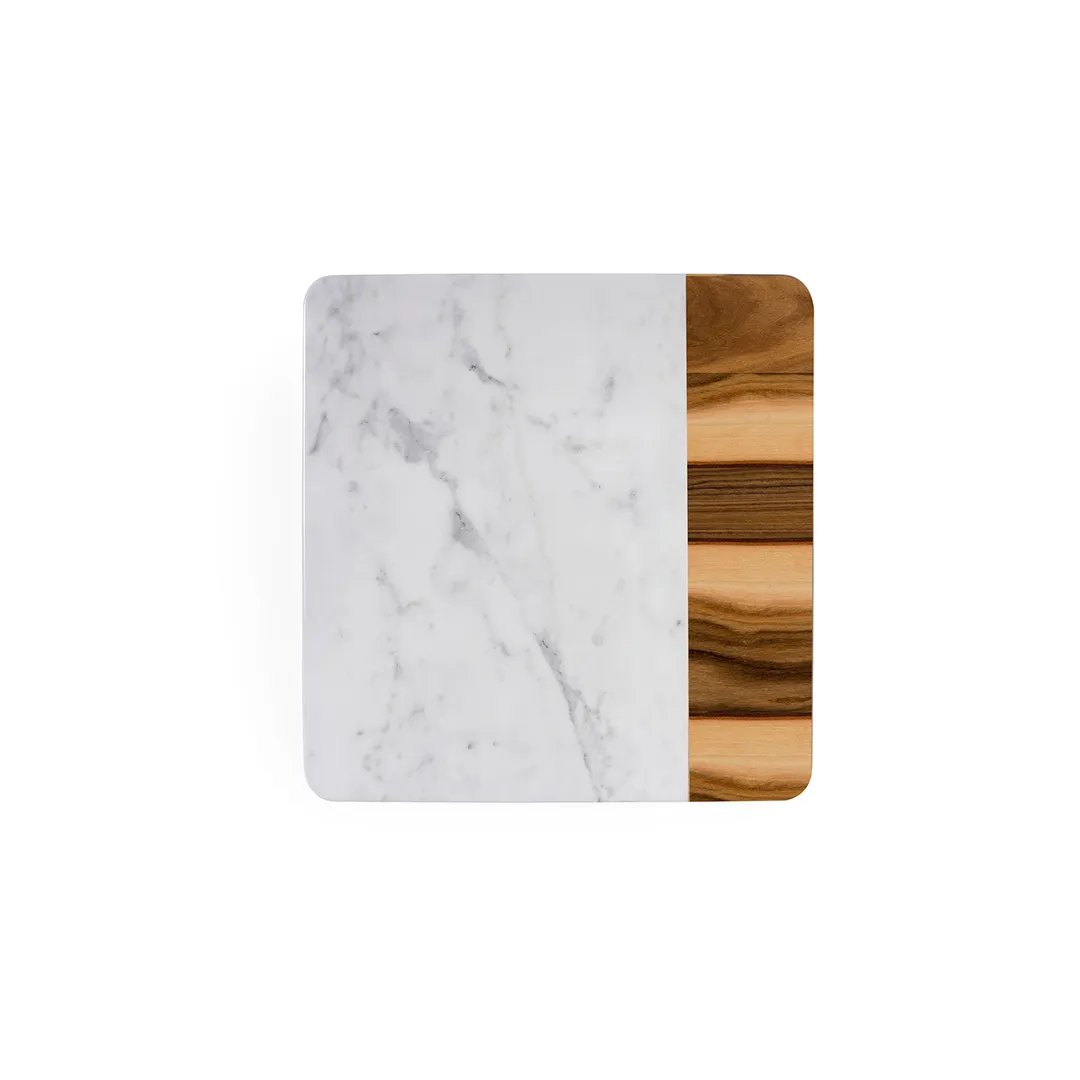 GET M13M-HWC Melamine Serving Board, 13" Square, 5/8"H, Faux Hickory Carrara Marble, Dishwasher Safe
