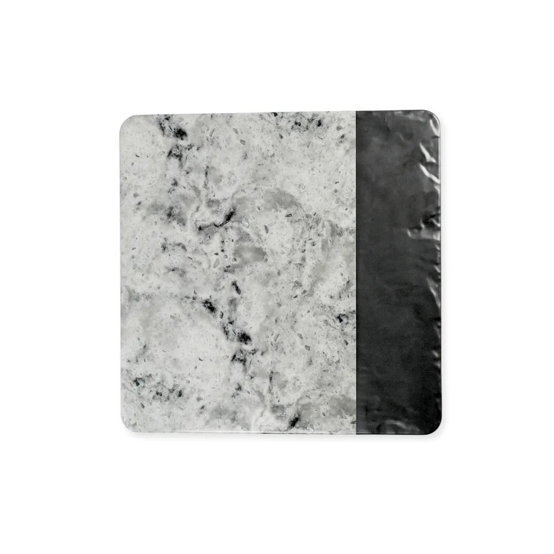 GET M13SM-BH Melamine Serving Board, 13" x 5/8"H Square, Black Slate Marble Finish Scratch‑Resistant