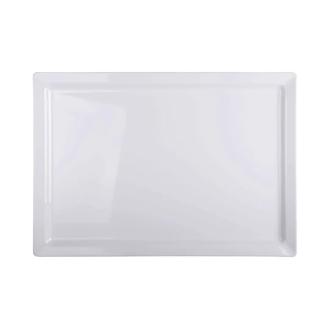 GET M1420-W Elite Global Serving Platter, 20"L x 14"W x 1-1/8"H, Rectangular, Melamine, White
