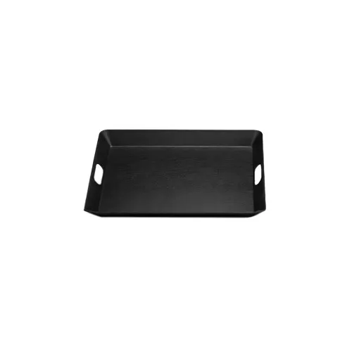 GET M15520T-B Room Service Tray, 20" x 15-1/2" x 1-7/8", Black Matte Wood Grain, BPA‑Free Melamine