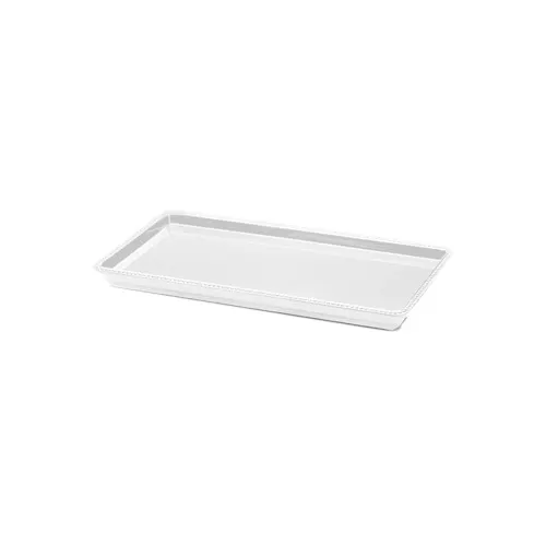 GET M1561-NW Tray, 15"L x 6"W x 1"H, White Melamine, Beaded, Scratch‑Resistant, Dishwasher Safe