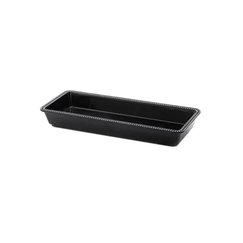 GET M1562-B Tray, 15"L x 6"W x 2"H, Rectangular, Beaded Edge, Melamine, Black