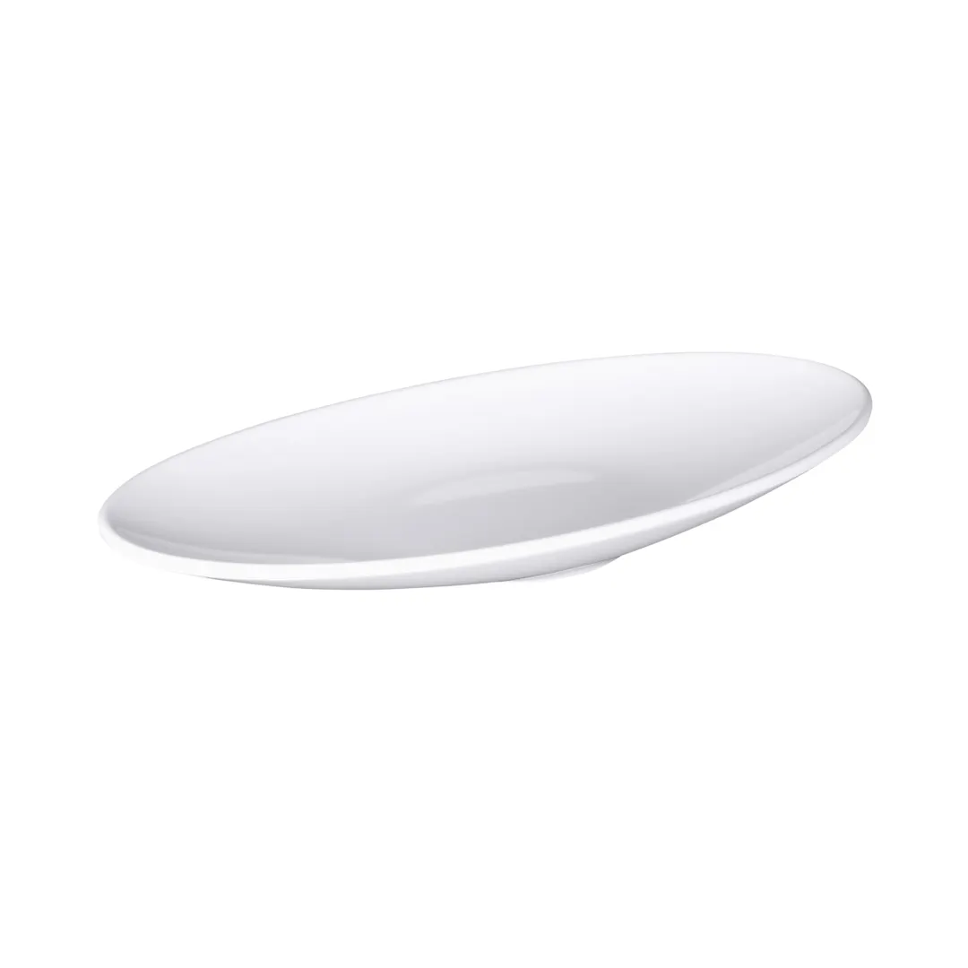 GET M167P-NW Elite Global 1-1/4 Qt. White Melamine Platter, 16" L x 7-3/4" W x 1-3/4" H
