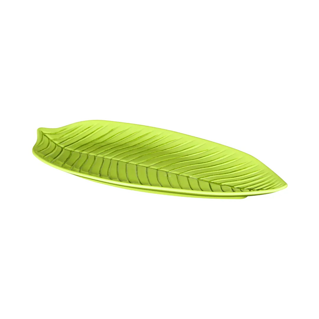 GET M179PL-DG Leaf Platter, 17-3/4"L x 9-1/2"W x 1"H, Green, Melamine, BPA‑Free, Dishwasher‑Safe