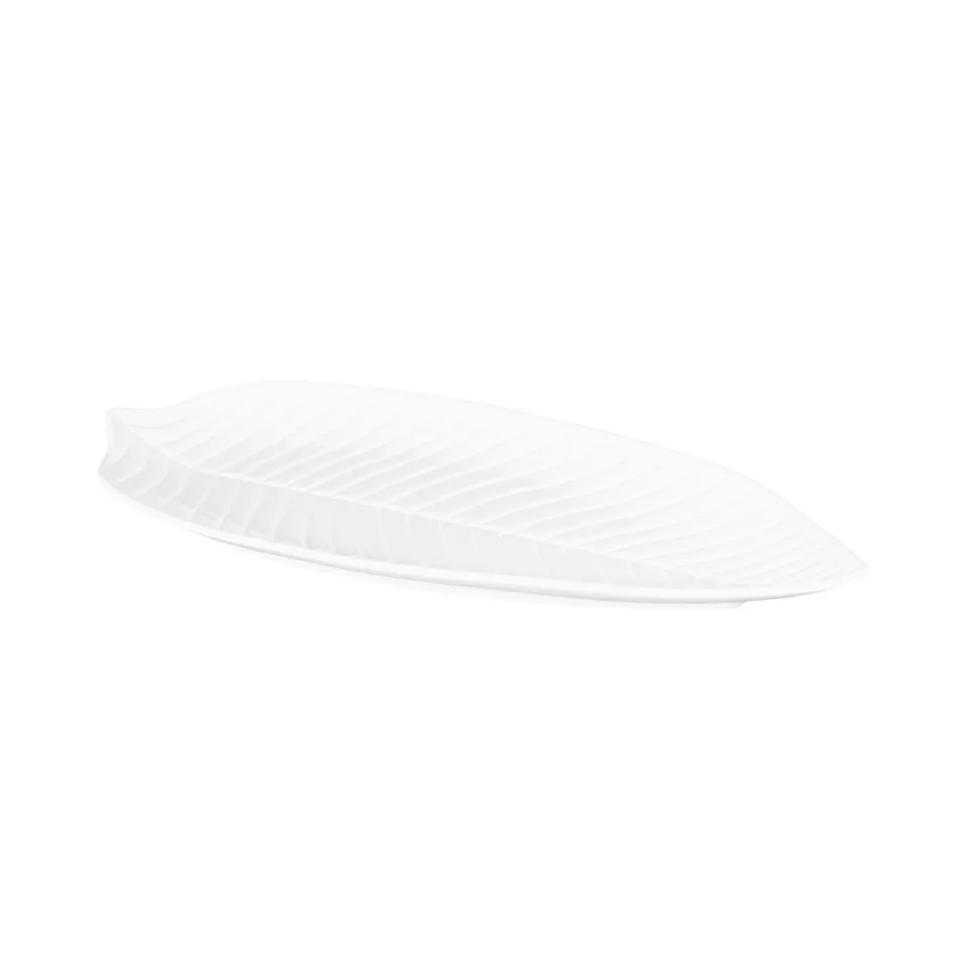 GET M179PL-NW Leaf‑Shape Melamine Platter, 17 3/4"L x 9 1/2"W x 1"H, White, Durable