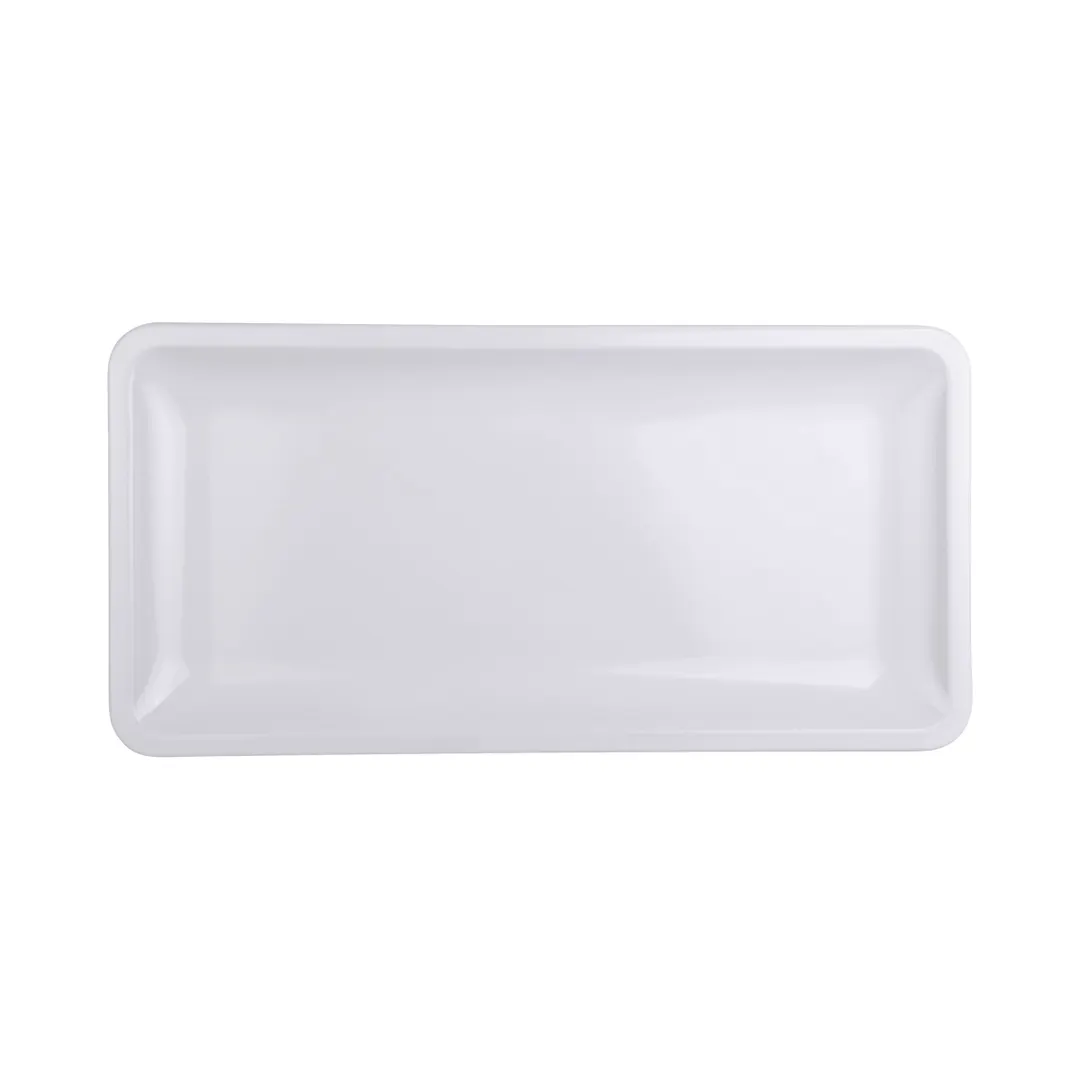GET M189RC-W White 18" x 9" Rectangular Melamine Platter, Dishwasher Safe, BPA Free