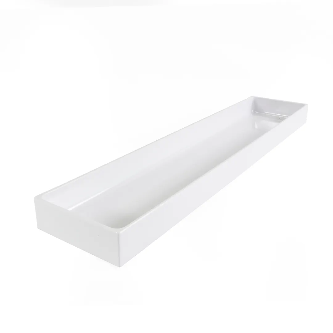 GET M6302-W Food Bin, 30"L x 6"W x 2"H, White Melamine, Break/Chip/ Scratch Resistant, BPA Free