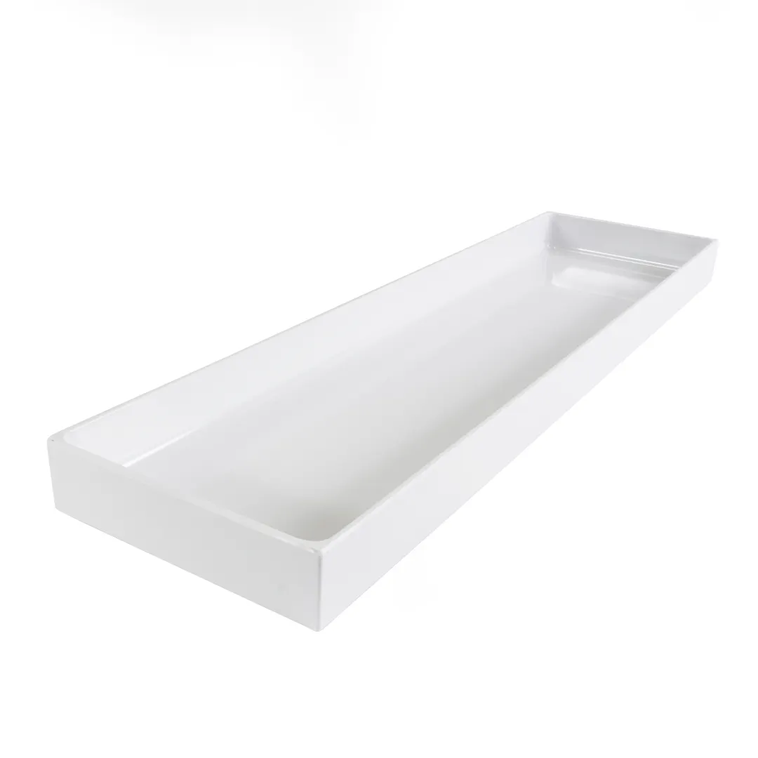 GET M8302-W Food Bin, 30" L x 8" W x 2" H, Melamine White, 3/4"‑2¼" Depth, Dishwasher Safe, BPA‑Free