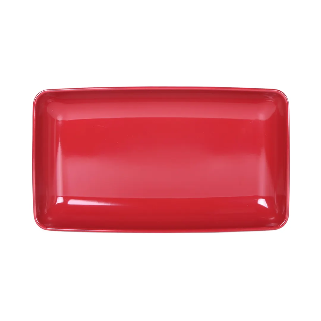 GET M85145-CBR Platter, 2-1/2 Qt., 14.5"L x 8.5"W x 2.75"H, Melamine, Cranberry, Scratch-Resistant