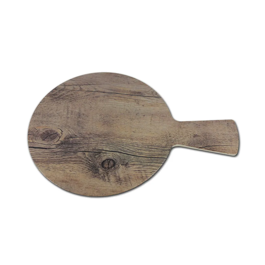GET M9RW-DW Melamine Serving Board, 9" Dia x 1/2" H, Round, Faux Driftwood Finish, Scratch‑Resistant