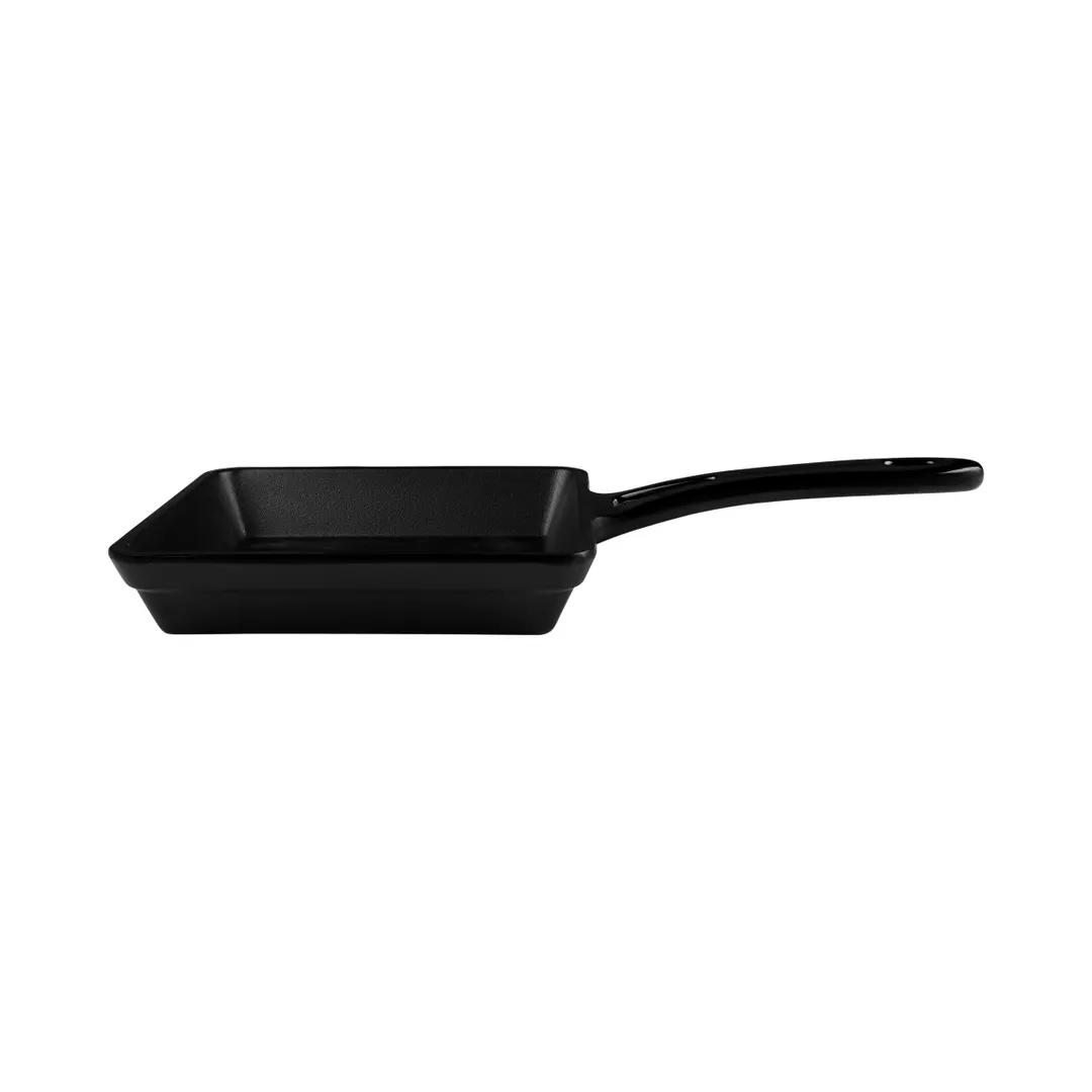 GET MFP55-B Melamine Fry Pan, 5-3/8" x 1" H Square, Black Faux Cast Iron, Scratch Resistant