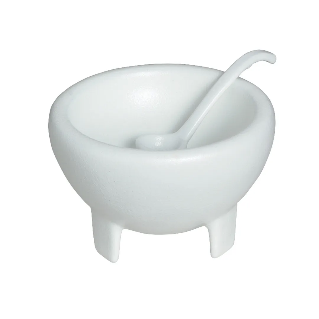 GET MJS06-MOD - Molcajete & Spoon Set, 30.5 Oz, 8.27"×8.27"×5.51" White Aluminum, Resin - Set