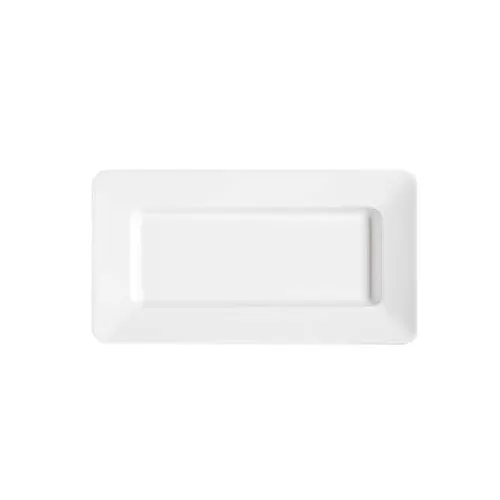 GET ML-10-W Milano™ Plate, 15" x 8", White Melamine, Break-Resistant, Rubber Feet