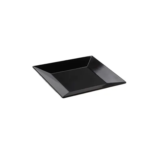 GET ML-102-BK Siciliano Square Plate, 6" x 6", Black, Wide Rim, Break-Resistant, BPA Free, Melamine