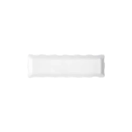 GET ML-112-W Bake & Brew Display Tray – 19" x 5-1/4", White Melamine, Scallop Edge, BPA Free, NSF