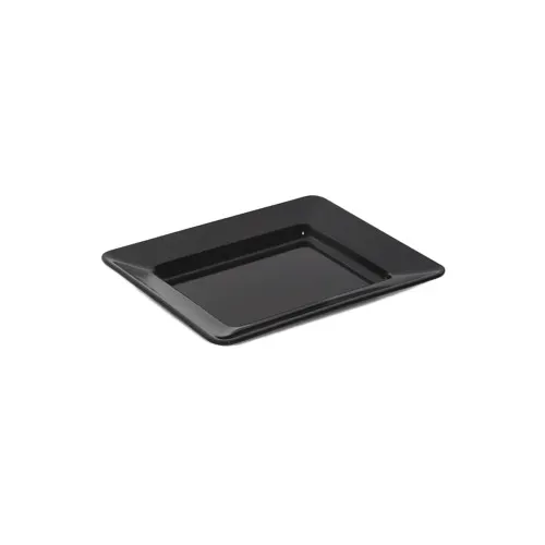GET ML-12-BK Milano 12" x 12" Black Melamine Square Plate with Rubber Feet, Dishwasher Safe