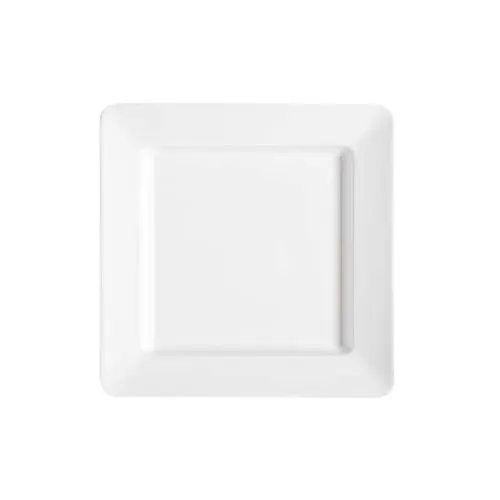 GET ML-12-W Milano 12"x12" Square Plate, White Melamine, Wide Rim, Rubber Feet, Break-Resistant