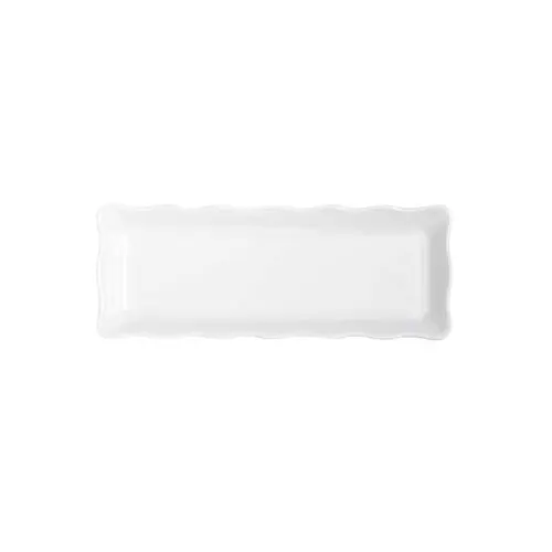GET ML-128-W Bake & Brew Display Tray, 13-1/2" x 5-1/4" Rectangular White Melamine Scallop Edge NSF