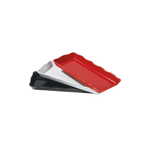GET ML-154-BK Milano™ Display Tray, 14" x 5-1/2", Rectangular, Scallop Edge, Melamine, Black