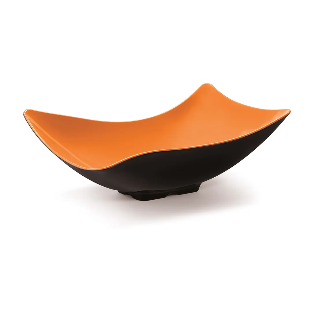 GET ML-220-OR/BK Rectangular Plastic Bowl, 4 Qt., 10.5" x 16.25" x 6"H, Melamine, Orange/Black