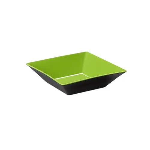 GET ML-247-G/BK Brasilia Square Bowl, 2-1/2 Qt., 10" x 2-1/2" H, Green/Black Melamine, NSF
