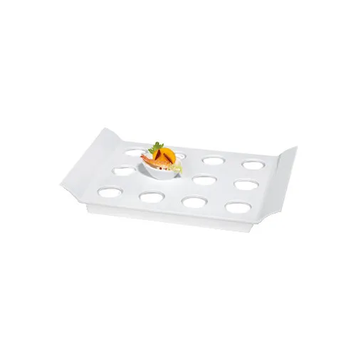 GET ML-291-1-W San Michele Tray, 18" x 13" x 2-1/4", White Melamine, 12 Rounds, Break-Resistant
