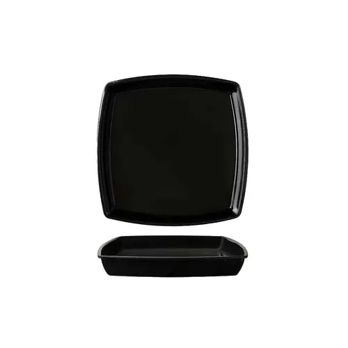 GET ML-68-AB-BK Milano™ Bowl, 28 Oz., 10-1/4" x 1-3/4"H, Square, Melamine, Black