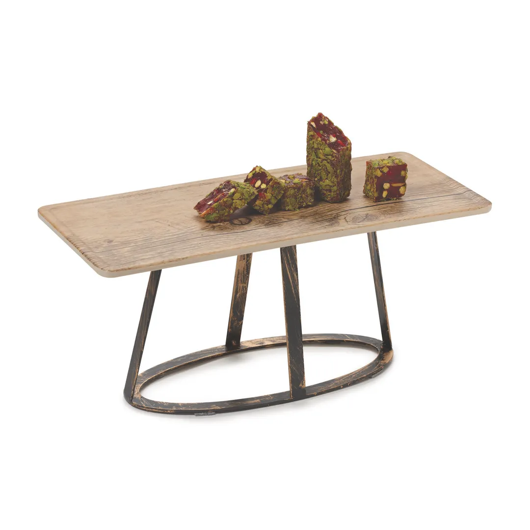 GET MTS-OV6-AB Display Board Stand, 8" x 2-3/4" Oval Top, 10-1/4" x 4-3/4" Base, 6" H, 2-Tier Brass
