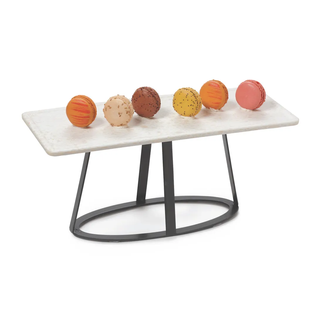 GET MTS-OV6-MG Oval Top Display Stand, 8" x 2-3/4", 6" Height, Metal Gray, 2-Tier Pedestal