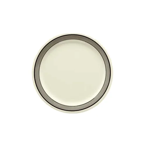 GET NP-10-CA Cambridge Plate – 10.5" Round, Narrow Gray Rim, BPA‑Free Melamine, Dishwasher Safe