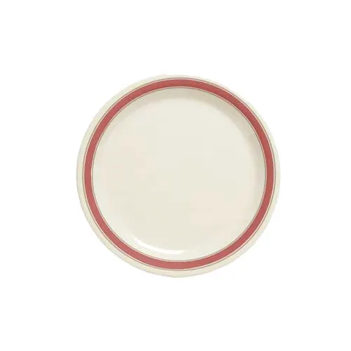GET NP-6-OX Oxford™ Plate, 6-1/2" White Pink Rim, Melamine BPA‑Free, Dishwasher‑Safe - 1 Dozen