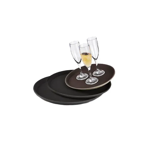 GET NS-1400-BK - 14" Round Non-Skid Polypropylene Serving Tray, Black, Break-Resistant