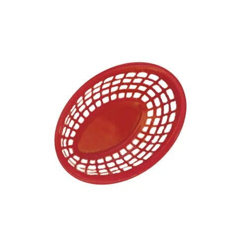 GET OB-734-R Clipper Mill Bread Bun Basket, 8" x 5-1/2" x 2" Oval, Red Polypropylene - 1 Dozen