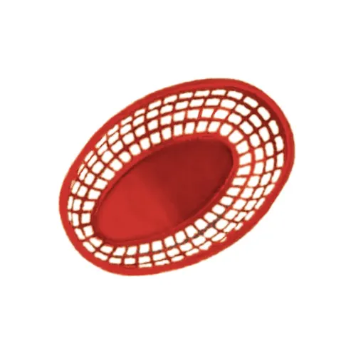 GET OB-938-R Clipper Bread Bun Basket, 9-1/2" x 6" x 2" Deep, Oval, Red, Polypropylene - 1 Dozen