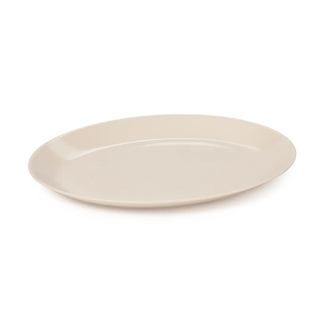 GET OP-1080-MA Dinner Plate, Small 10"L x 7-3/4"W Oval Coupe, Beige Melamine - 1 Dozen