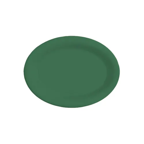 GET OP-120-FG Diamond Mardi Gras Platter, 12" x 9" Oval Melamine, Rainforest Green - Dozen