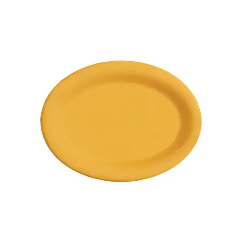 GET OP-120-TY Mardi Gras™ Platter, 12" x 9" Oval Melamine, Tropical Yellow - 1 Dozen
