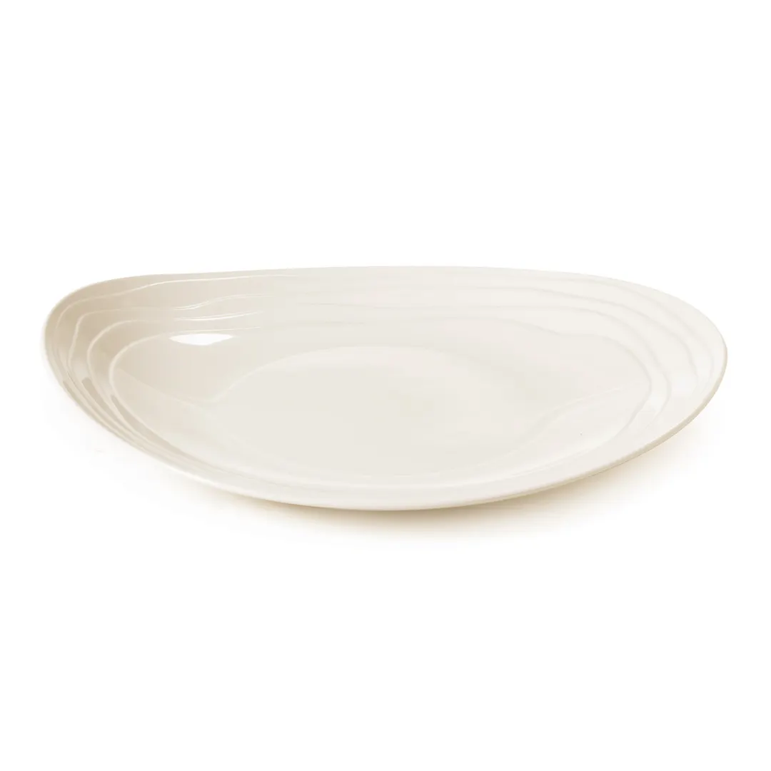 GET OP-1290-AW Magnolia Platter 11.5" x 9-3/4" Oval Melamine White Dishwasher‑Safe NSF - Dozen