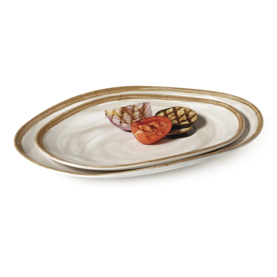 GET OP-1813-PCM Osslo™ Platter, 17 3/4"L x 13"W Oval, Melamine, Cream, Break-Resistant Dishwasher Safe