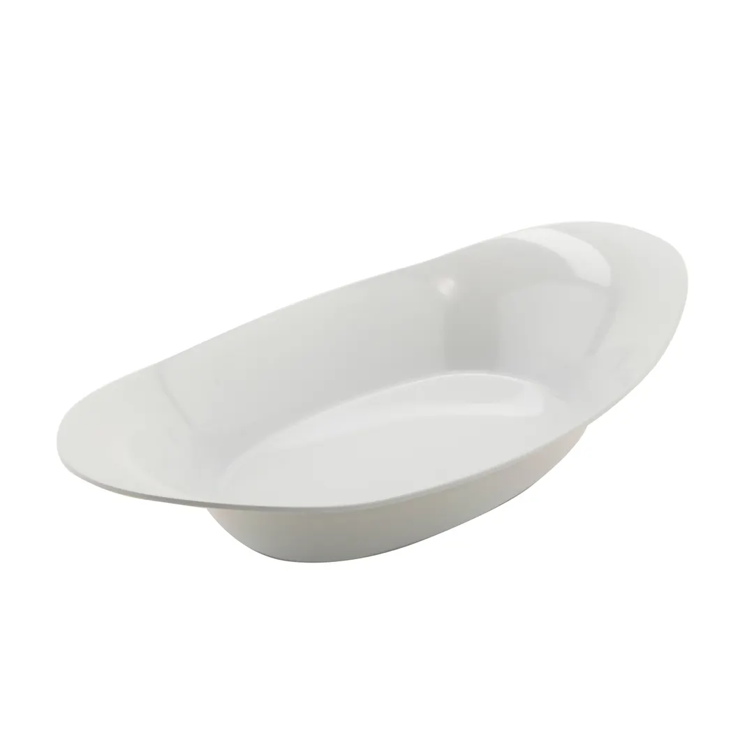 GET OVB-45-W Oval Salad Bowl, 1.3 Qt, 14.1" x 7.6" x 2.8" Melamine, White, BPA-Free - 1 Dozen