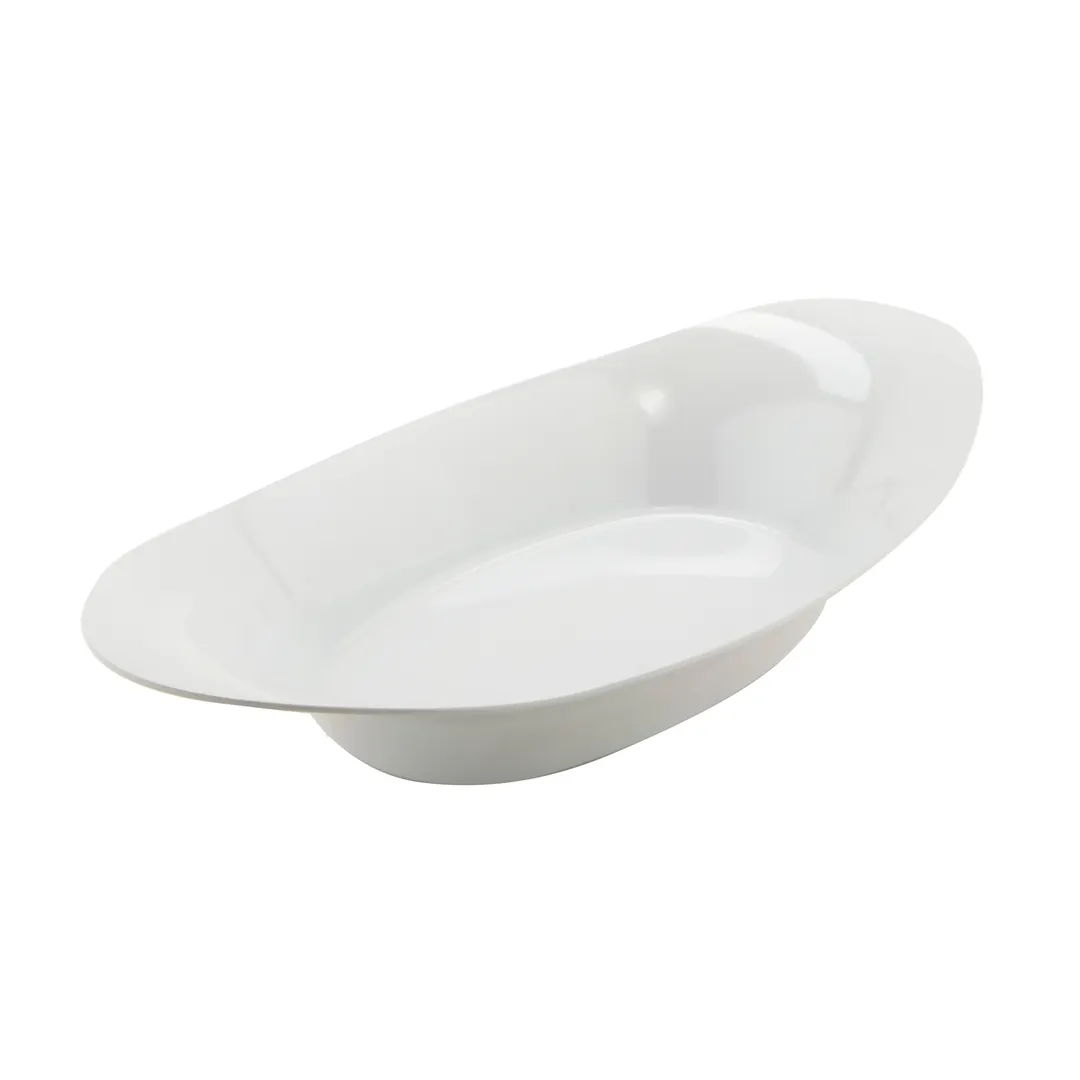 GET OVB-96-W Oval Acclaim 3-Qt Melamine Bowl, 18-1/4" x 9-3/5" x 3", White, Dishwasher Safe