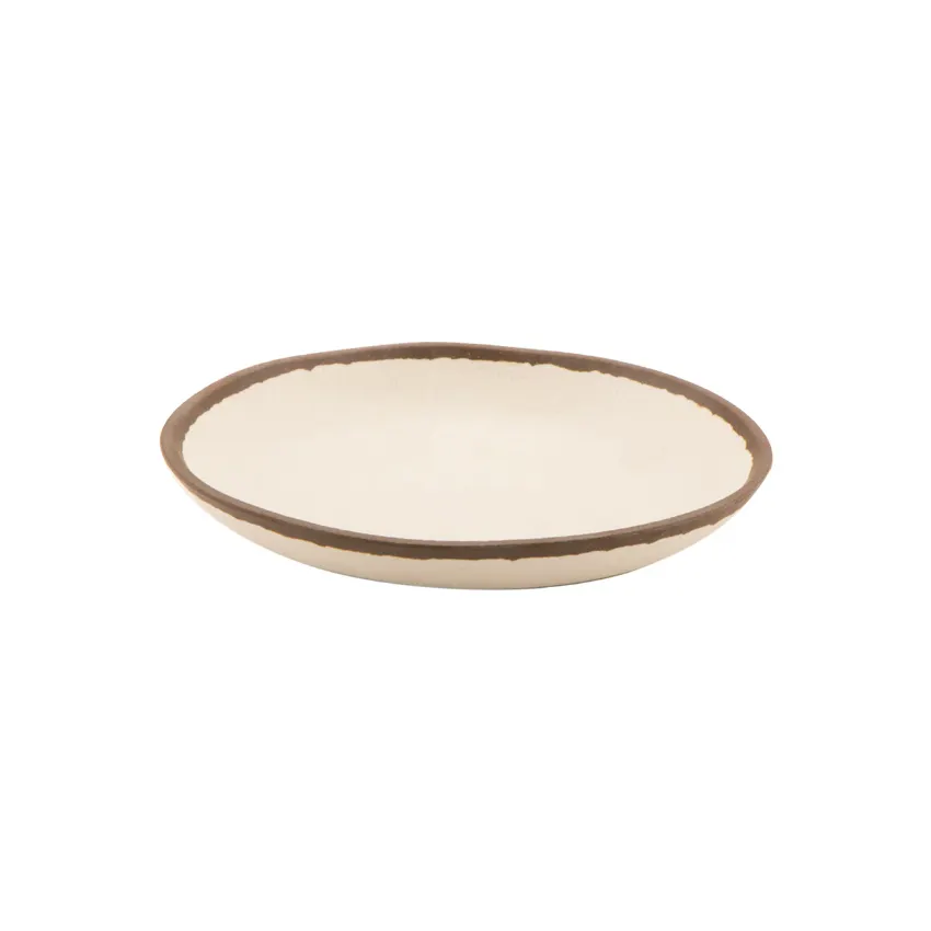GET P-101-CRM Dinner Plate, 10.5" Round Melamine, Beige/Brown Trim, Dishwasher‑Safe - 1 Dozen