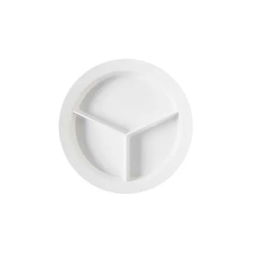 GET P-1530-W Supermel Plate, 9" Dia x 3/4" H, White Polycarbonate, 3‑Compartment - 1 Dozen